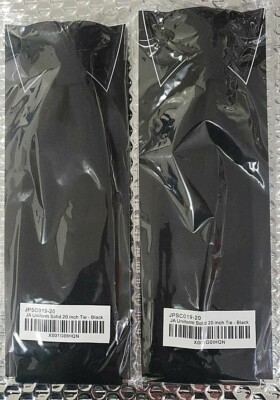 Lot of 2 ~ Jacob Alexander Uniform Solid Clip-On Tie 20'' Black