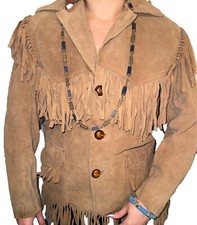 VTG Brown Suede Fringe Leather Jacket Biker Western Cowboy Bomber Coat 60s 70s