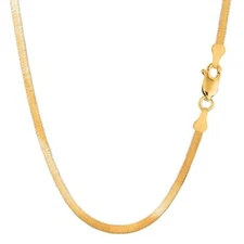 14k Yellow Solid Gold Imperial Herringbone Chain Necklace, 3.0mm (7 Inches)