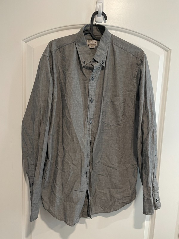 J Crew Shirt Men M Medium Gray Button-Down Collared Cotton Shirt