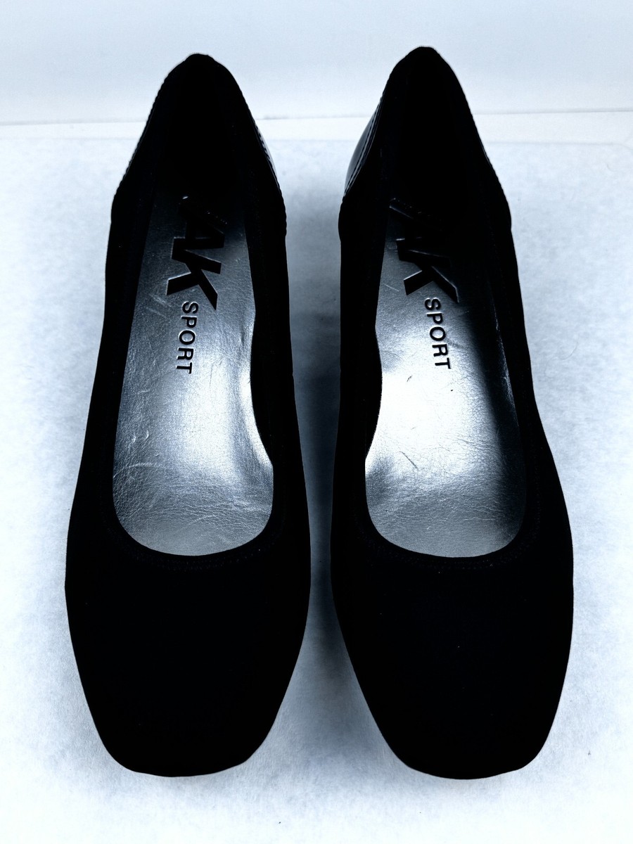 Anne Klein Sport Wisher Womens Black Textile Upper Slip On Wedge