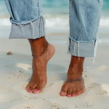 Natural Pyrite 2mm Faceted Beads Chakra Crystal Anklet Women Jewelry Summer Gift