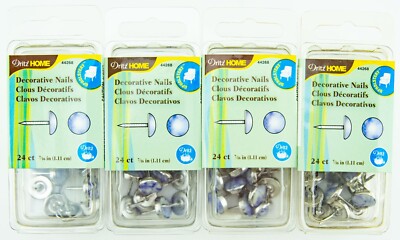 Dritz Home Decorative Nails Upholstery Trim Tacks Blue Swirl 96pc Lot 4 Packs