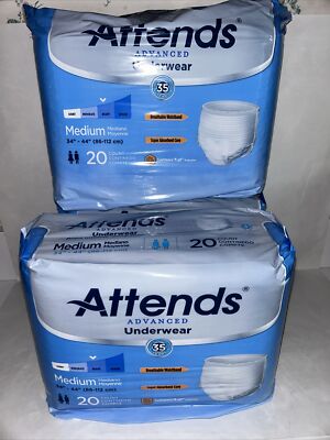 Lot 3 Attends Advanced Underwear Ultimate Absorbency Adult Medium  20 ct ea