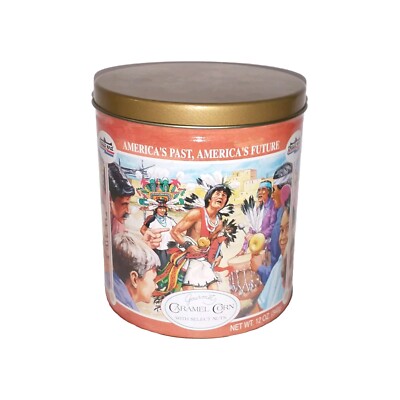 VTG Trails End Popcorn Tin Americas Past Future Native Americans Fall Decor