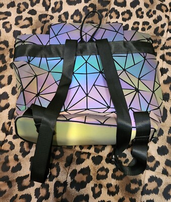 Geometric Luminous Backpack Bag Holographic Reflective  display picture 1