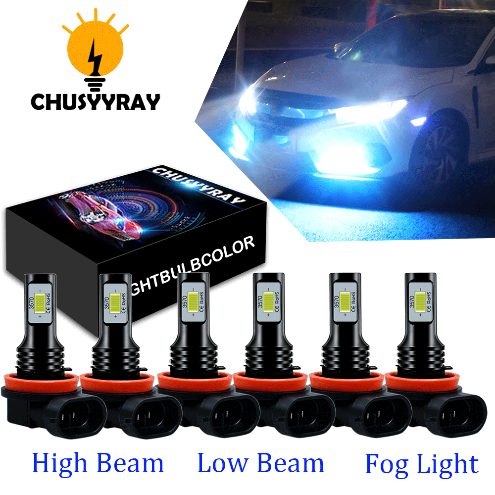 For Nissan Sentra 2013 2014 2015 - 6PC 8000K LED Headlight + Fog