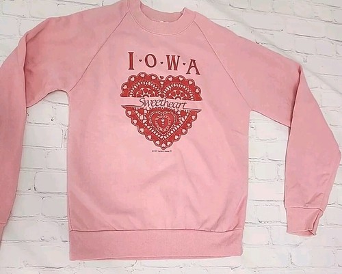 Vintage 1987 IOWA Sweetheart Sweatshirt Women's Size Medium USA Made 
