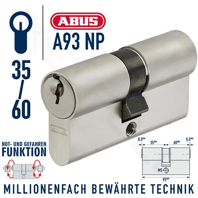 ABUS A93 NP 35/60 Türzylinder Schließzylinder Doppelzylinder bis 100 Schlüssel