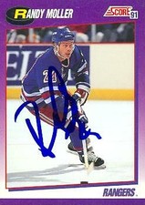 Randy Moller autographed Hockey Card (New York Rangers) 1991 Score #79