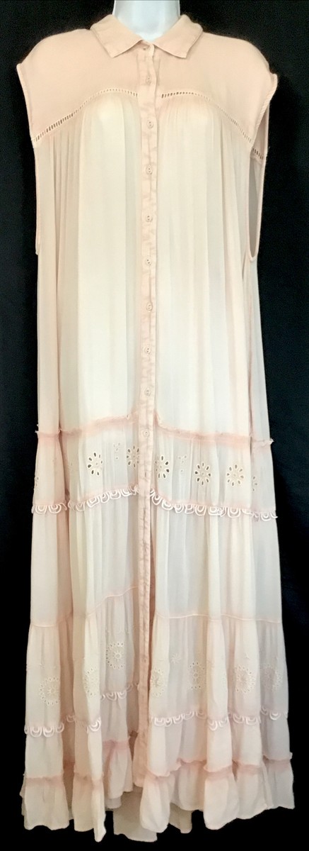 chinese dress ladies FREE PEOPLE ButtonDown LUNA Maxi Top – Silver Accents