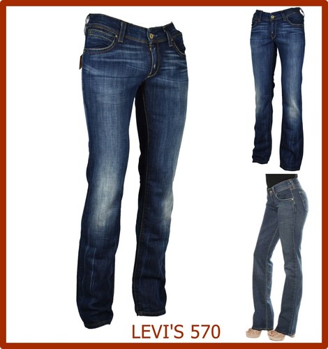 levis 570 jeans levi's donna elasticizzati a vita bassa gamba dritta w26  w27 w31 | eBay