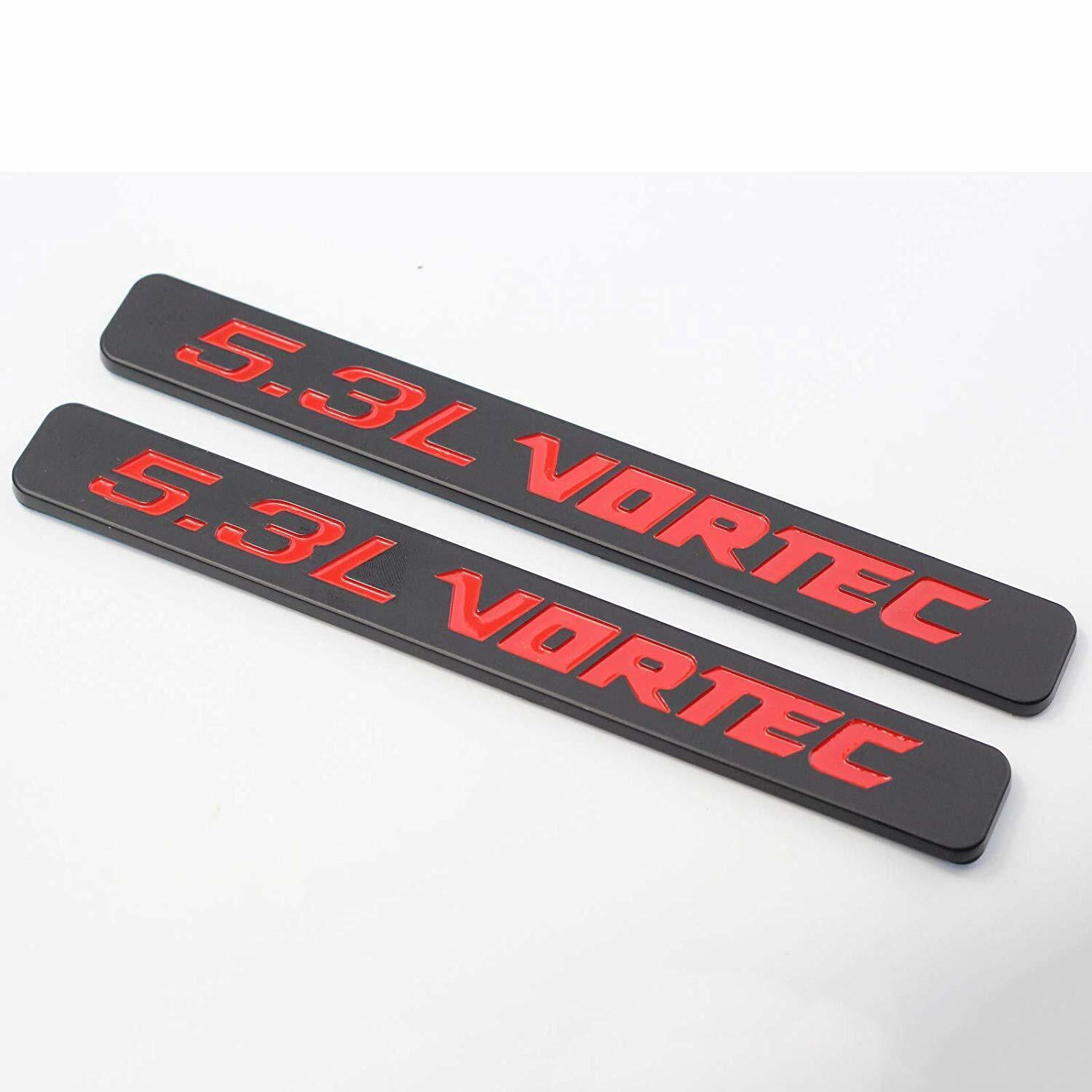 2-Piece 5.3L VORTEC Hood Decal Sticker Emblem Set - Black & Red Engine Badge