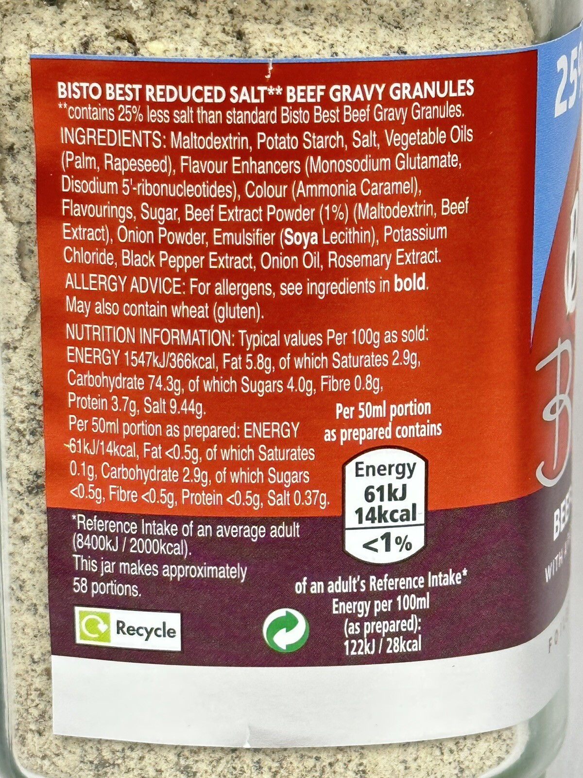 Bisto Best Reduced Salt Rich Flavour Beef Gravy Granules 6 X 230g Glass