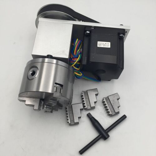 Rotary Axis 4th Axis Router Dividing Head 3 Jaw 100mm Chuck NEMA34 Stepper Motor - Picture 6 of 7