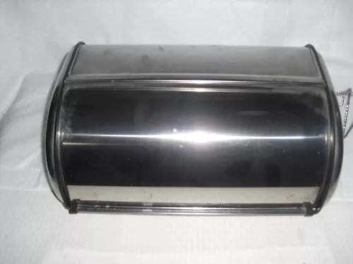 Modern  Stainless Chrome Roll Top Breadbox light weight eacy to move
