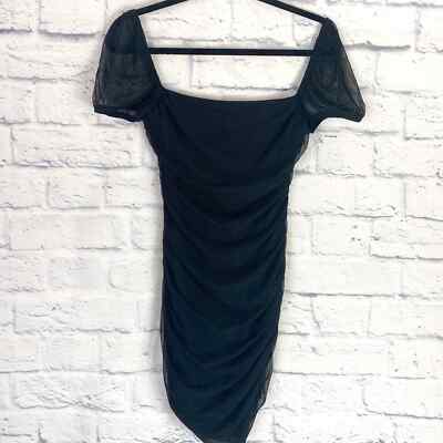 princess polly recycled black charvi mini dress mesh cap sleeve bodycon 6 NWT Sizes:9m Ganni Black Organza Circle SCV019167_B_L