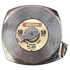 Vintage Evans Tape Measure 50 Ft White Steel ...