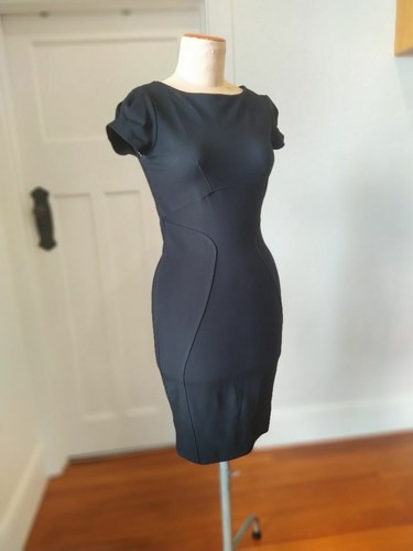 Closet size 12 black stretch tailored puff sleeve pencil dress - Picture 2 of 9