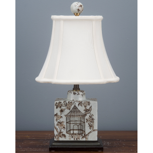 NEW PORCELAIN BIRD CAGE FLORAL MOTIF PORCELAIN TEA CADDY LAMP 17" - Picture 2 of 2