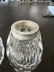 VINTAGE PAIR OF HEAVY CRYSTAL SALT & PEPPER SHAKERS WITH SILVER PLATE TOPS — photo 7