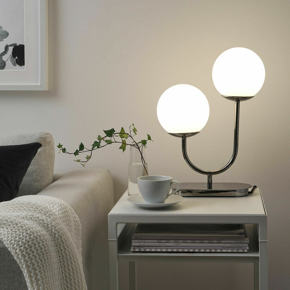 Ikea SIMRISHAMN Table lamp, chrome plated, opal glass 17 