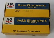 lot of 2 kodak ektachrome-x color films - ex110-20 - new sealed - exp. 1975