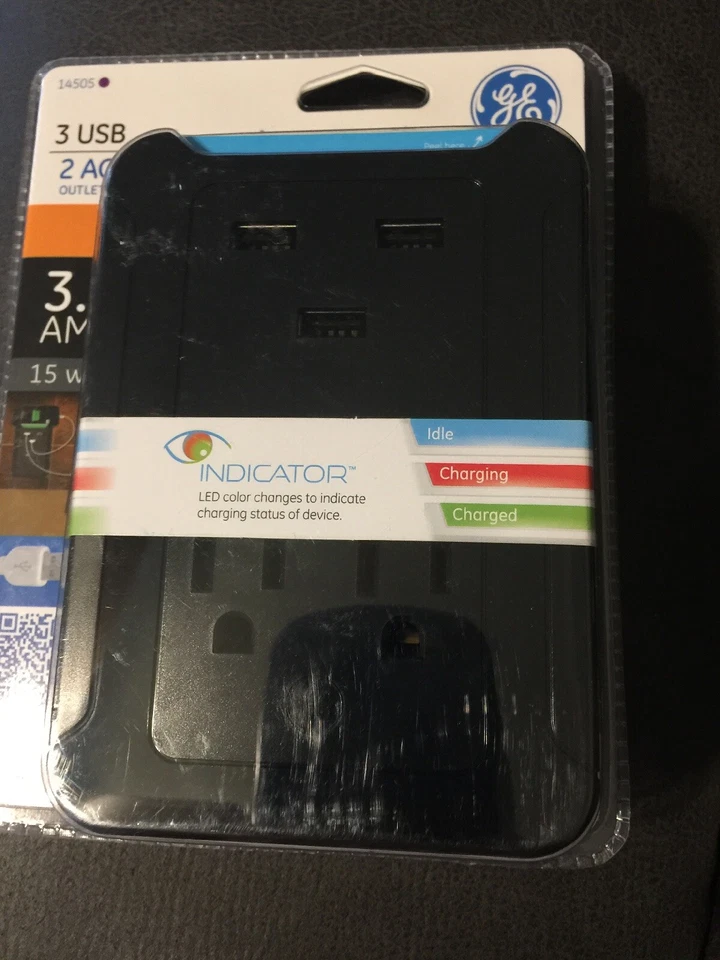 GE 14505 Multi Device Charging Station 3 USB Ports 2 AC Outlets 3.1 Amp 3 Pack - Image 2 of 2