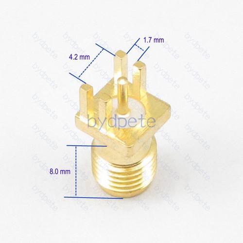 SMA female pin jack socket PCB Edge Mount Solder 1.7mmm 0.067'' Connector 50ohms - Picture 2 of 11