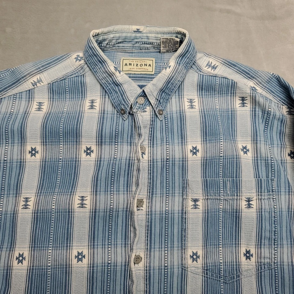 Vintage Arizona Jeans Company Shirt Mens XL Blue Aztec Stripe Retro 90s Y2K - Image 4 of 4