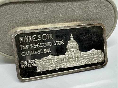 SILVER 1 OZ .999 FINE SILVER MINNESOTA 32ND STATE BAR May 11, 1858 - Picture 6 of 7