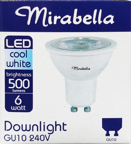 4 x 6W 240V GU10 LED Downlight Globes Bulbs 4000K Cool White 500Lm Mirabella - Picture 2 of 4