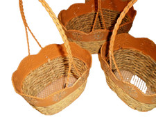 3 pc Wicker And Metal Oval Basket With Handles New With Tag