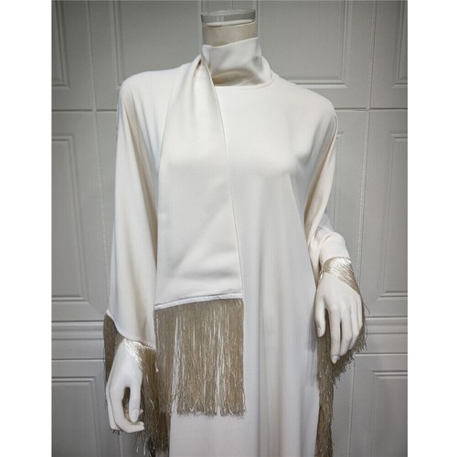 Muslim Women Long Dress Kaftan Batwing Sleeve Abaya Evening Party Gown Tassels - Picture 31 of 71