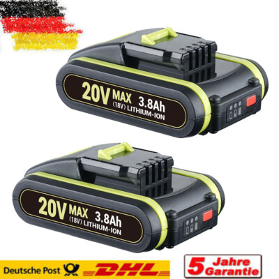 2-Für Worx 20V Lithium-Ionen Akku 3.8Ah PowerShare WA3553 WA3550 WA3551.1 WA3572