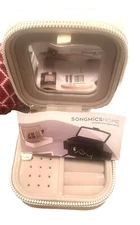 SONGMICS HOME -Travel Jewelry Case, Organizer W/ Mirror In Cloud White NEW