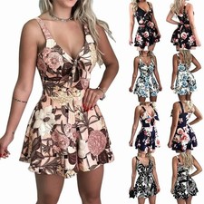 Womens Floral Romper Summer Beach Holiday Playsuit UK