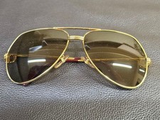 Lunettes de soleil Cartier Santos monture dorée vintage 59 mm avec étui rare