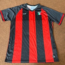 Mitre Elite Mexico Soccer Jersey Mens Medium Red Black Striped V-Neck Shirt