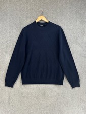 Reiss Jumper Mens Size L Navy Blue 100% Merino Wool Argyle Knit Sweater Vince