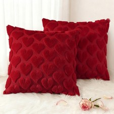 Valentine s Day Soft Plush Throw Pillow Covers 18x18 Inch Set of 2, Faux Fur ...