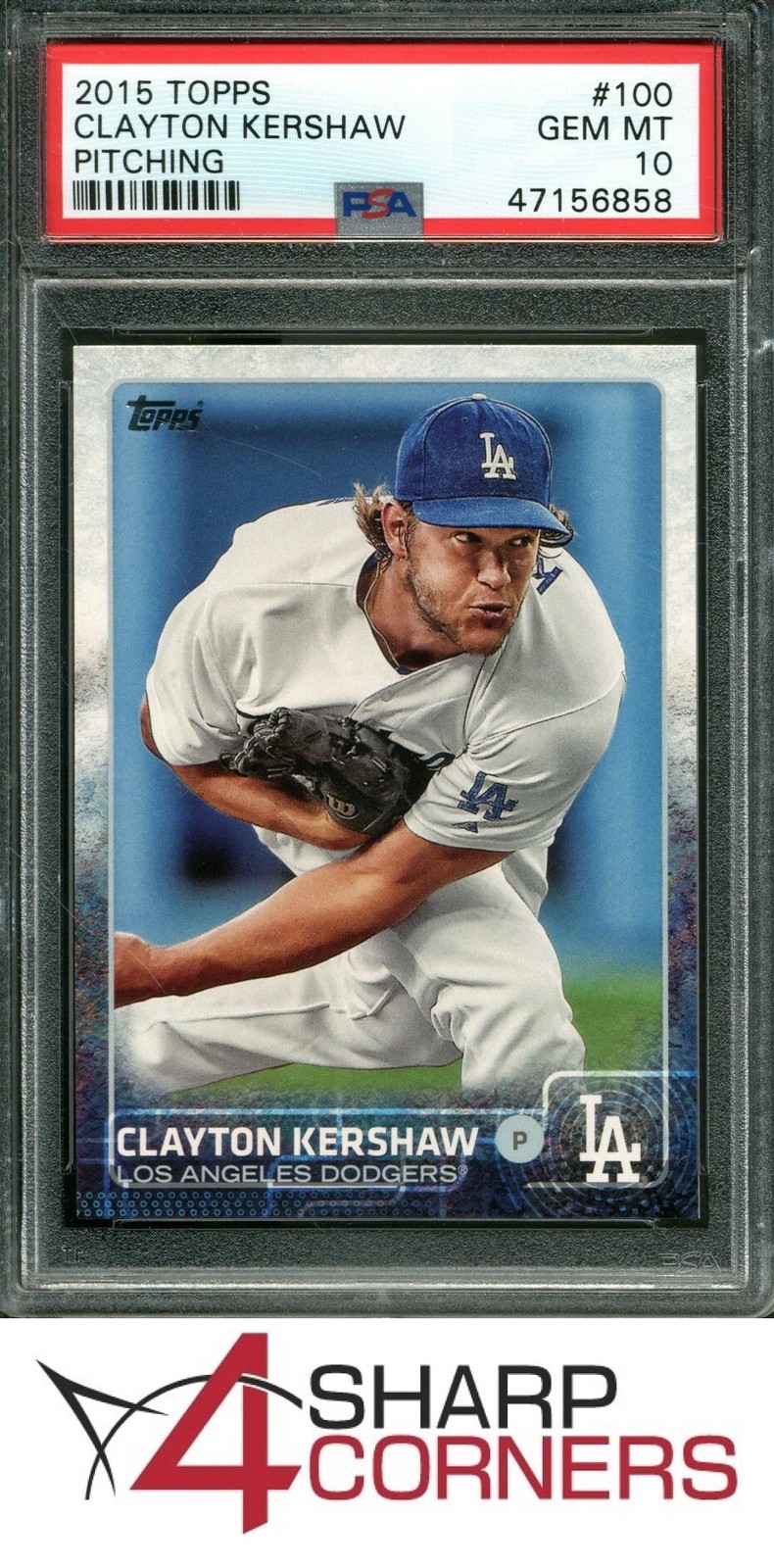 2015 TOPPS #100 CLAYTON KERSHAW DODGERS PITCHING PSA 10 view 1