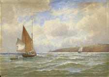 George Stanfield Walters (1838-1924) Watercolour Painting Boats Off Coast