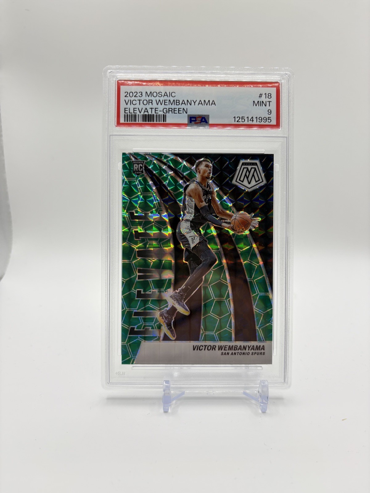 2023 Mosaic Elevate #18 Victor Wembanyama Green Prizm RC PSA 9 MINT Spurs Rookie