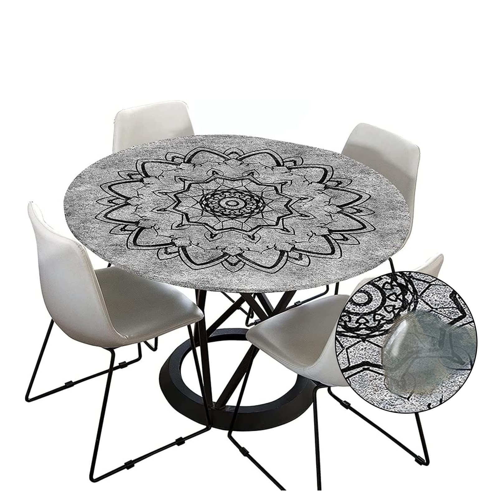 Nappe ronde élastique 90 cm en PVC imperméable pour table bistrot de 70 cm