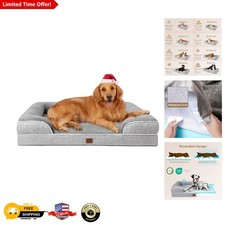 44x32 Inch Waterproof XL Dog Bed with Memory Foam  Bolster Sides for Support