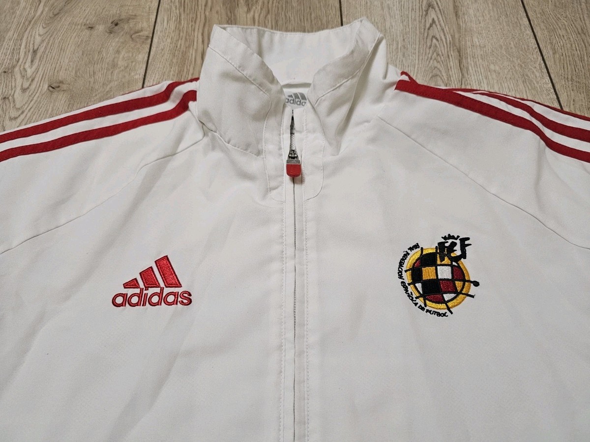 SPAIN 2010 VINTAGE TRAINING FOOTBALL JACKET WHITE SOCCER JACKET