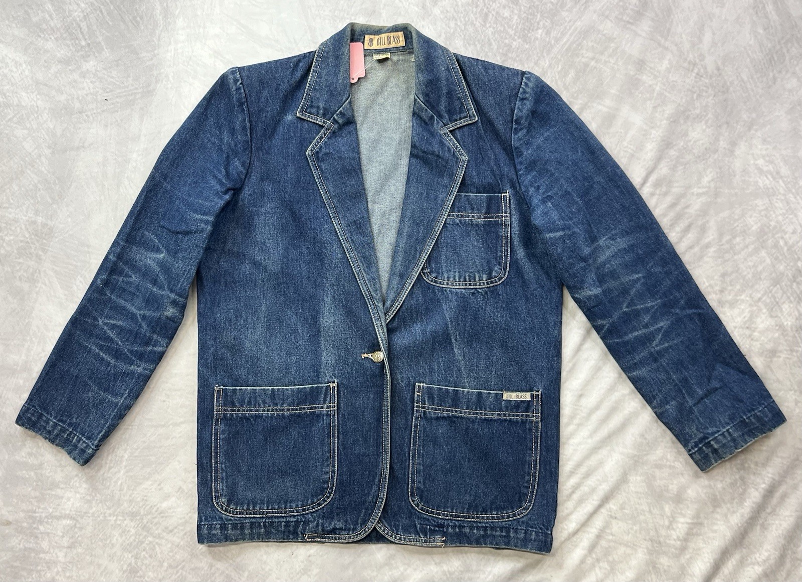Vintage Bill Blass Denim Jacket Blazer Size 6 Womens Chore