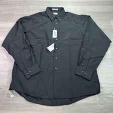 NEW Van Heusen Dress Shirt Mens XL 17 36/37 Black Wrinkle Free Long Sleeve