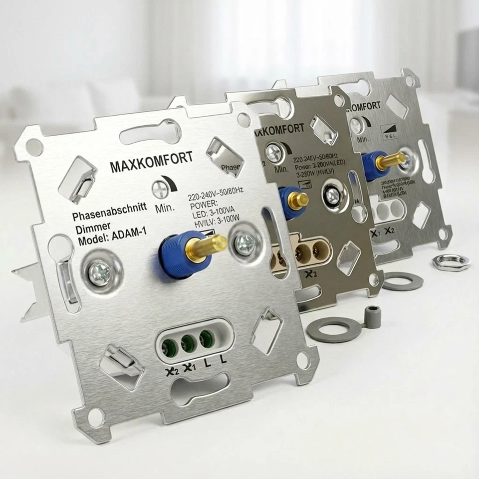 MAXKOMFORT LED-Drehdimmer Universal Dimmer Dimmschalter Halogen geeignet für alle Marken